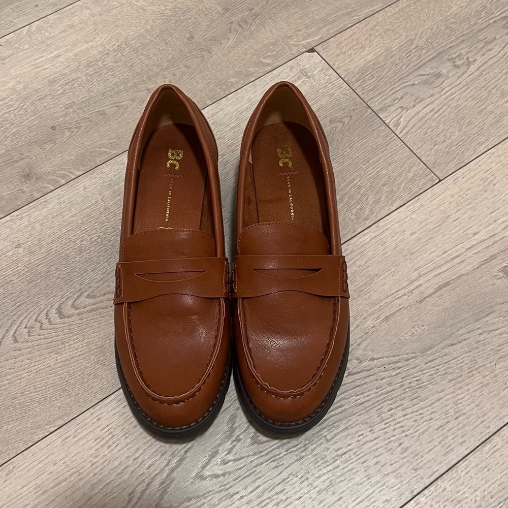 BC Born in California Brown Chunky Loafers Lug Sole Preppy Everyday Size 9
